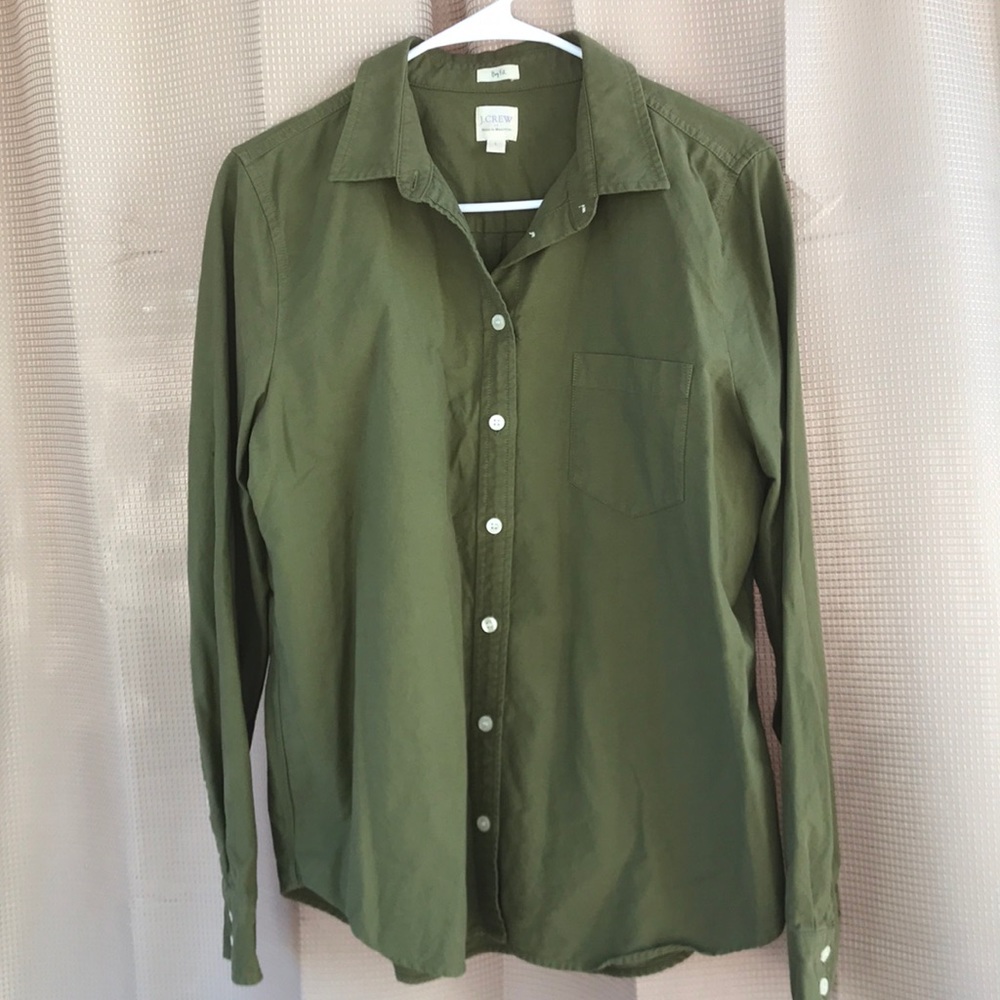 J.Crew Olive Green Long Sleeve Button Down